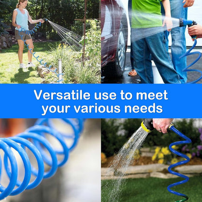 Lightweight EVA Coil 15 FT Flexible Garden Hose for Outdoor Watering, Patio, and RV Use – GH15C - with | Sold by Uncle Wiener's Wholesale