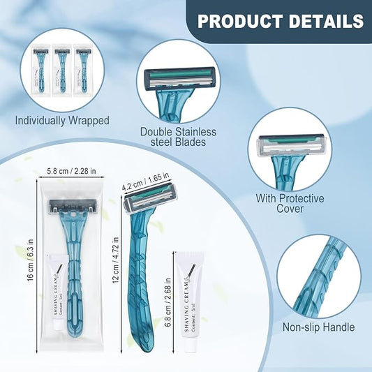 Lilingsty Disposable Razors with Shaving Cream – Individually Packaged 2-Blade Travel Shaving Kits - Home products with 100 Kits | Sold by Uncle Wiener's Wholesale