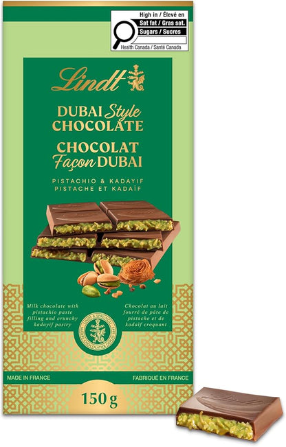 Lindt Dubai Style Chocolate Bar 150g Pistachio Milk Chocolate with Kadayif - Snack with | Sold by Uncle Wiener's Wholesale