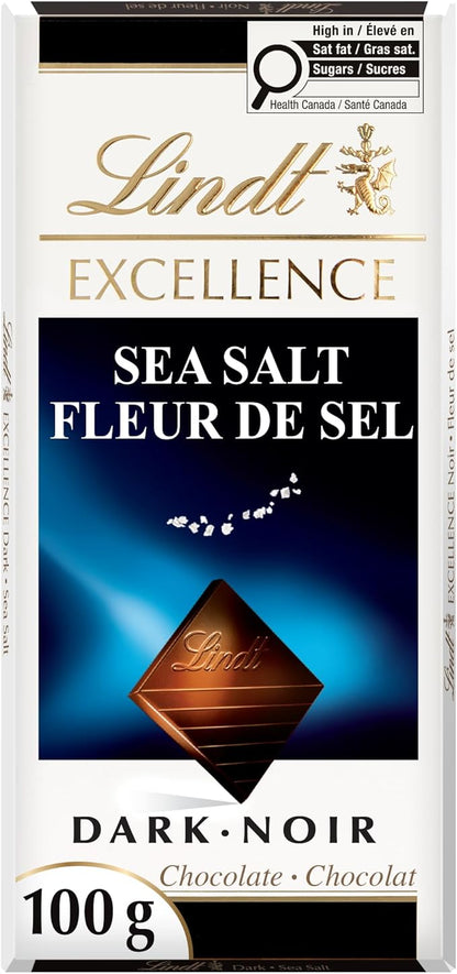 Lindt EXCELLENCE Sea Salt Dark Chocolate Bar 100g Premium Gourmet Chocolate - with | Sold by Uncle Wiener's Wholesale