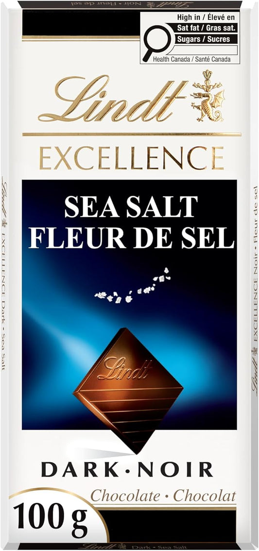 Lindt EXCELLENCE Sea Salt Dark Chocolate Bar 100g Premium Gourmet Chocolate - with | Sold by Uncle Wiener's Wholesale