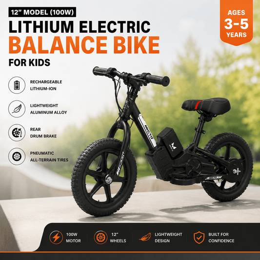 Lithium Electric Balance Bike for Kids – 100W & 200W Motor, 12" & 16" Wheels - General Equipment with 100 WATT 24V | Sold by Uncle Wiener's Wholesale