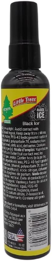 Little Trees Black Ice Air Freshener Spray – 103ml (3.5 fl oz) Car Air Freshener, Long-Lasting Citrus & Wood Fragrance, Odour Eliminator for Cars, Home & Office - General Equipment with | Sold by Uncle Wiener's Wholesale
