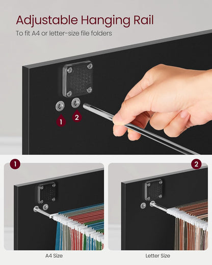 Lockable 2 Drawer File Cabinet with Hanging File Storage, Vertical Filing Cabinet and Printer Stand for A4 and Letter Size Documents OFC061 Series - with Ink Black | Sold by Uncle Wiener's Wholesale