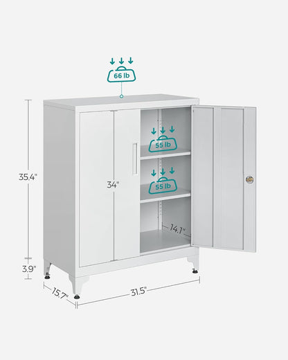 Lockable Metal Storage Cabinet with Adjustable Shelves, Garage Storage Cabinet, Office Filing Cabinet, Steel Utility Cabinet for Home Office and Workshop Matte Gray OMC013G01 - with | Sold by Uncle Wiener's Wholesale