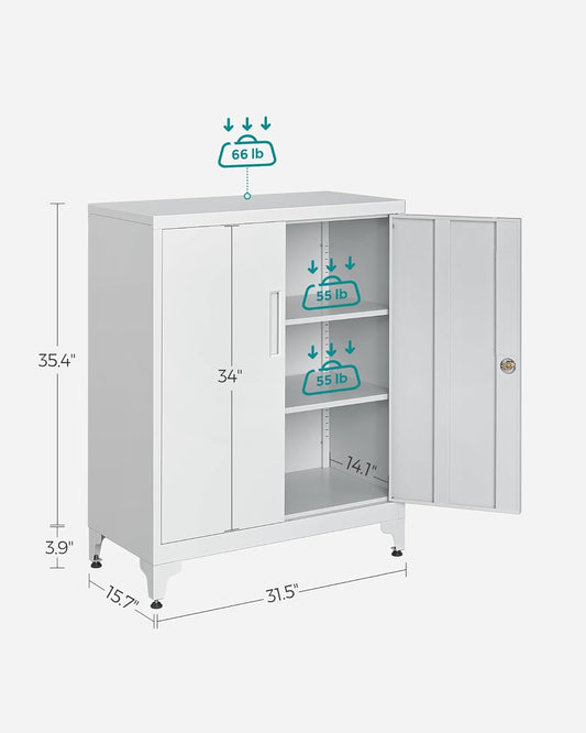 Lockable Metal Storage Cabinet with Adjustable Shelves, Garage Storage Cabinet, Office Filing Cabinet, Steel Utility Cabinet for Home Office and Workshop Matte Gray OMC013G01 - with | Sold by Uncle Wiener's Wholesale