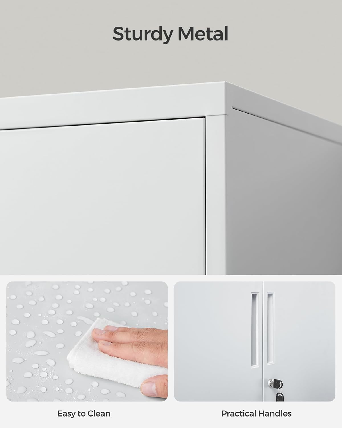Lockable Metal Storage Cabinet with Adjustable Shelves, Garage Storage Cabinet, Office Filing Cabinet, Steel Utility Cabinet for Home Office and Workshop Matte Gray OMC013G01 - with | Sold by Uncle Wiener's Wholesale