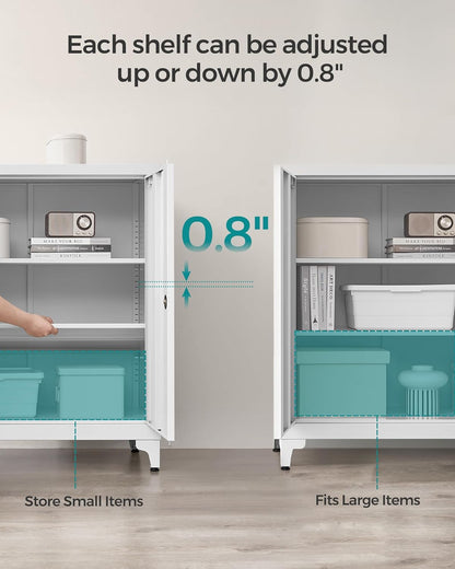 Lockable Metal Storage Cabinet with Adjustable Shelves, Garage Storage Cabinet, Office Filing Cabinet, Steel Utility Cabinet for Home Office and Workshop Matte Gray OMC013G01 - with | Sold by Uncle Wiener's Wholesale