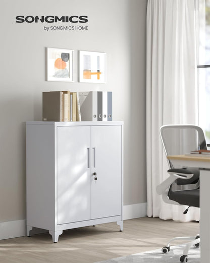 Lockable Metal Storage Cabinet with Adjustable Shelves, Garage Storage Cabinet, Office Filing Cabinet, Steel Utility Cabinet for Home Office and Workshop Matte Gray OMC013G01 - with | Sold by Uncle Wiener's Wholesale