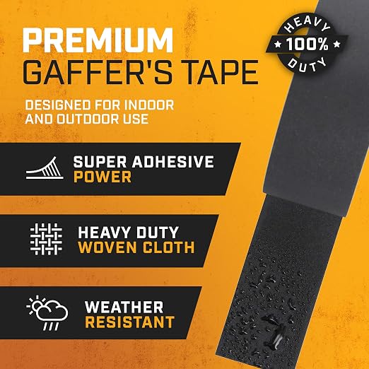 Lockport 2-Inch Gaffer Tape 3-Pack – Heavy Duty Matte Black Cloth Tape, Residue-Free, Waterproof & Easy Tear for Photography, Film & Stage - Home products with | Sold by Uncle Wiener's Wholesale