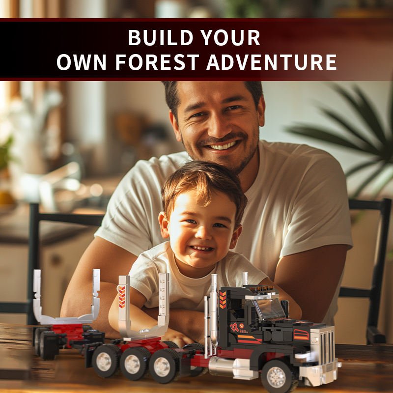 Log Truck Building Block Set 16.7" Transport Truck Model Toy 66027 - with | Sold by Uncle Wiener's Wholesale