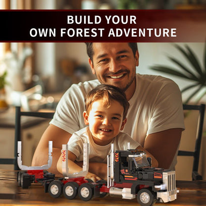 Log Truck Building Block Set 16.7" Transport Truck Model Toy 66027 - with | Sold by Uncle Wiener's Wholesale