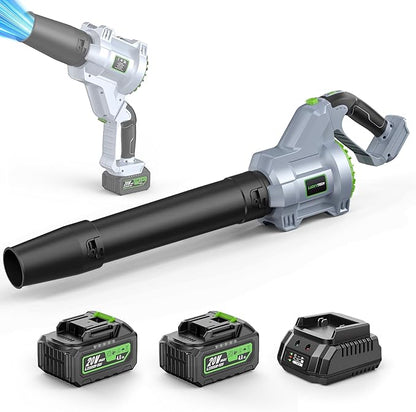 LUCKYTECH 21V Cordless Leaf Blower – 680 CFM 180 MPH Brushless Blower with 2 x 4.0Ah Batteries, 5 Speeds & 180° Rotating Handle - Garden & Landscaping with | Sold by Uncle Wiener's Wholesale