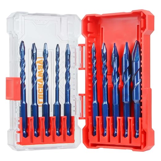 Luckyway 10-Piece Masonry Drill Bit Set – 5/32"–1/2" Tungsten Carbide Tip Drill Bits for Concrete, Brick, Tile, Glass & Wood with Storage Case - General Equipment with | Sold by Uncle Wiener's Wholesale