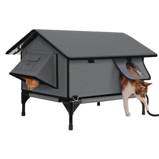 Luxury Foldable Heated Outdoor Cat Shelter with Thermostatic Heating Pad Waterproof 900D Oxford – 384181 - with | Sold by Uncle Wiener's Wholesale