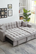 LUXURY PILLOW TOP VELVET SECTIONAL SOFA SLEEPER | REVERSIBLE CHAISE, PULL - OUT BED & STORAGE - with GRAY BT2480G | Sold by Uncle Wiener's Wholesale