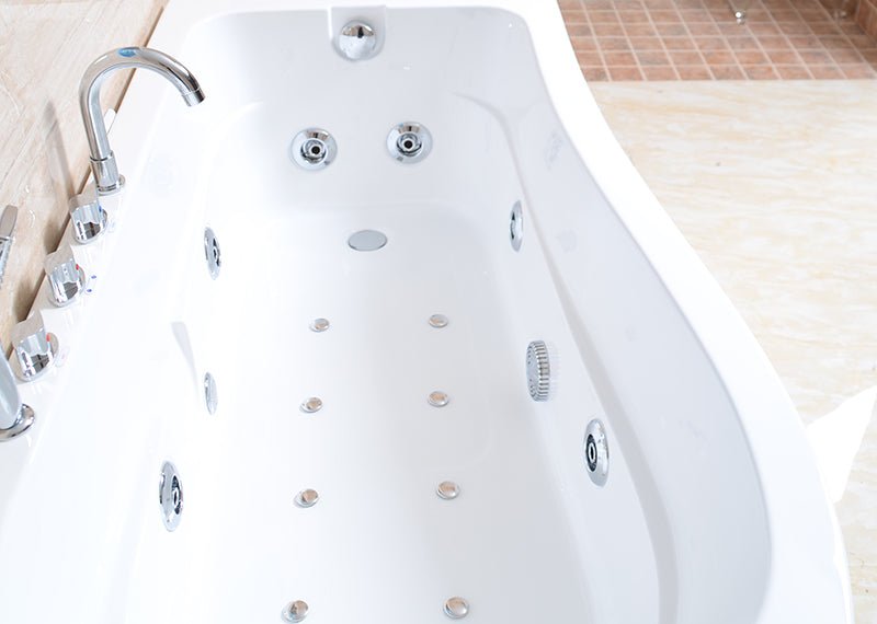 Luxury rectangle whirlpool bathtub TMB112 with air jets
TMB112 spa jet tub with handheld shower and modern design
Black and white hydrotherapy bathtub with right drain
Multicolor TMB112 massage bathtub in modern bathroom
Acrylic and copper rectangle bathtub with ergonomic seat