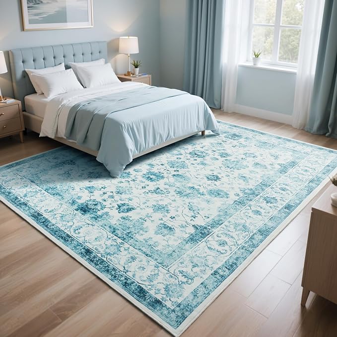 Machine Washable Low - Profile Area Rug with Non - Slip Backing – 6×9 & 8×10 - with 8 × 10 ft Area Rugs - B0DF7T1WTZ | Sold by Uncle Wiener's Wholesale