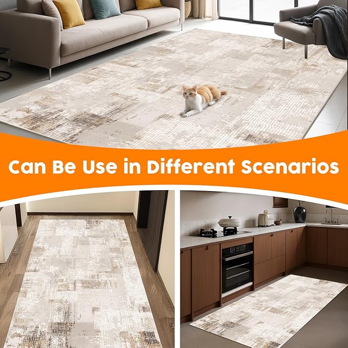 Machine Washable Low - Profile Area Rug with Non - Slip Backing – 6×9 & 8×10 - with 8 × 10 ft Area Rugs - B0DCVDGNRF | Sold by Uncle Wiener's Wholesale
