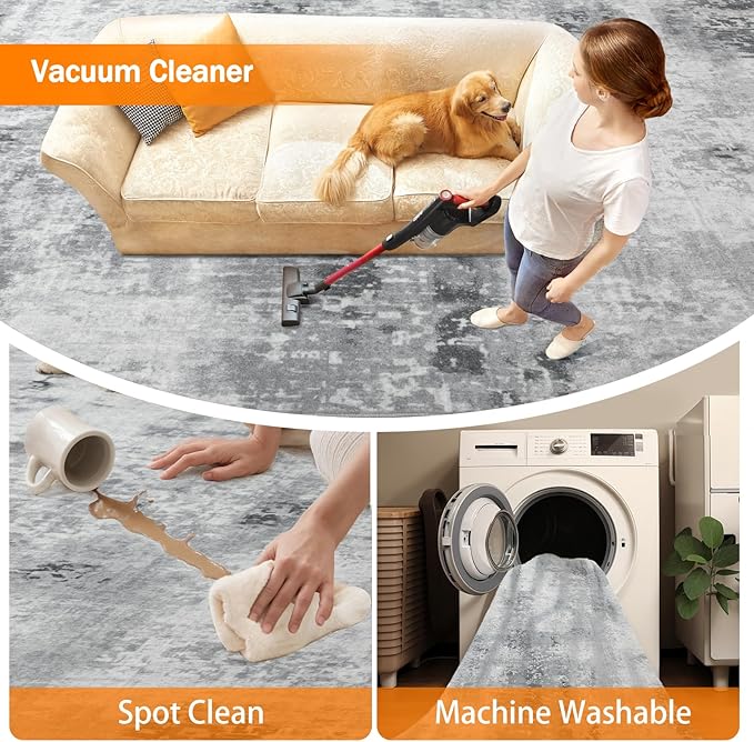 Machine Washable Low - Profile Area Rug with Non - Slip Backing – 6×9 & 8×10 - with 6 × 9 ft Area Rugs - B0DCVG9LNG | Sold by Uncle Wiener's Wholesale