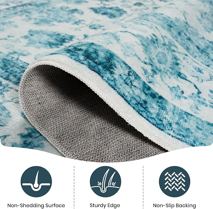 Machine Washable Low - Profile Area Rug with Non - Slip Backing – 6×9 & 8×10 - with 8 × 10 ft Area Rugs - B0DF7T1WTZ | Sold by Uncle Wiener's Wholesale