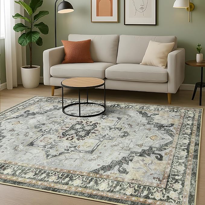 Machine Washable Low - Profile Area Rug with Non - Slip Backing – 6×9 & 8×10 - with 8 × 10 ft Area Rugs - B0DJVBWK31 | Sold by Uncle Wiener's Wholesale