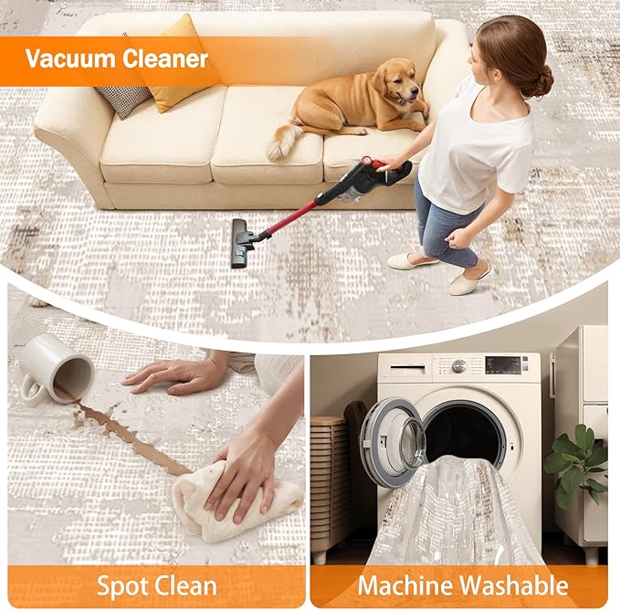 Machine Washable Low - Profile Area Rug with Non - Slip Backing – 6×9 & 8×10 - with 8 × 10 ft Area Rugs - B0DCVDGNRF | Sold by Uncle Wiener's Wholesale