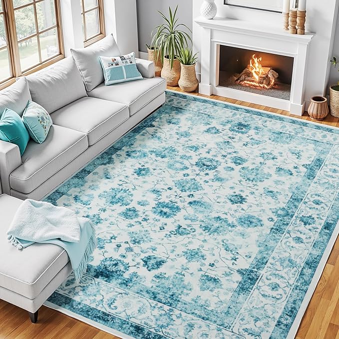 Machine Washable Low - Profile Area Rug with Non - Slip Backing – 6×9 & 8×10 - with 8 × 10 ft Area Rugs - B0DF7T1WTZ | Sold by Uncle Wiener's Wholesale