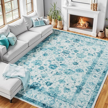 Machine Washable Low - Profile Area Rug with Non - Slip Backing – 6×9 & 8×10 - with 8 × 10 ft Area Rugs - B0DF7T1WTZ | Sold by Uncle Wiener's Wholesale