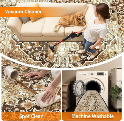 Machine Washable Low - Profile Area Rug with Non - Slip Backing – 6×9 & 8×10 - with 6 × 9 ft Area Rugs - B0DCVGG89L | Sold by Uncle Wiener's Wholesale