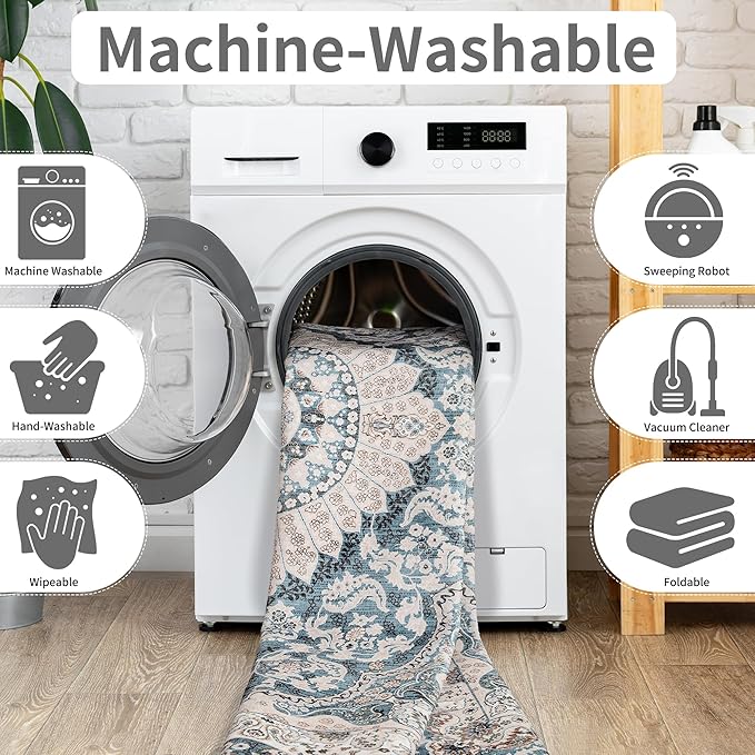 Machine Washable Low - Profile Area Rug with Non - Slip Backing – 6×9 & 8×10 - with 6 × 9 ft Area Rugs - B0DCP2KD58 | Sold by Uncle Wiener's Wholesale