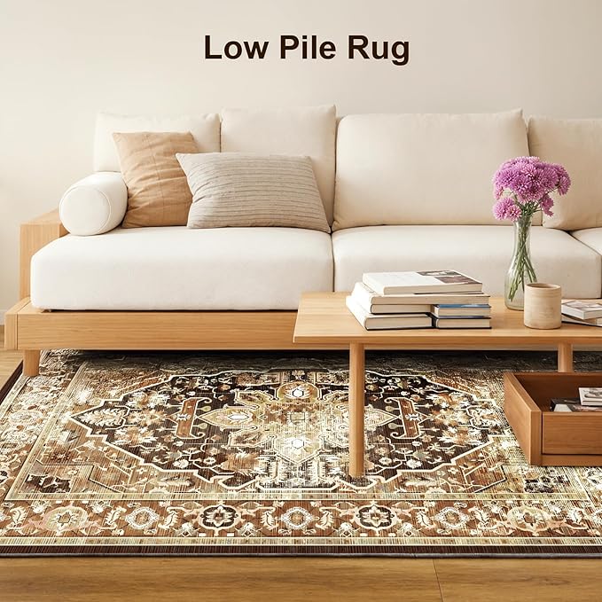 Machine Washable Low - Profile Area Rug with Non - Slip Backing – 6×9 & 8×10 - with 6 × 9 ft Area Rugs - B0DCVGG89L | Sold by Uncle Wiener's Wholesale