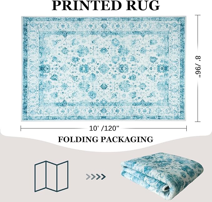 Machine Washable Low - Profile Area Rug with Non - Slip Backing – 6×9 & 8×10 - with 8 × 10 ft Area Rugs - B0DF7T1WTZ | Sold by Uncle Wiener's Wholesale