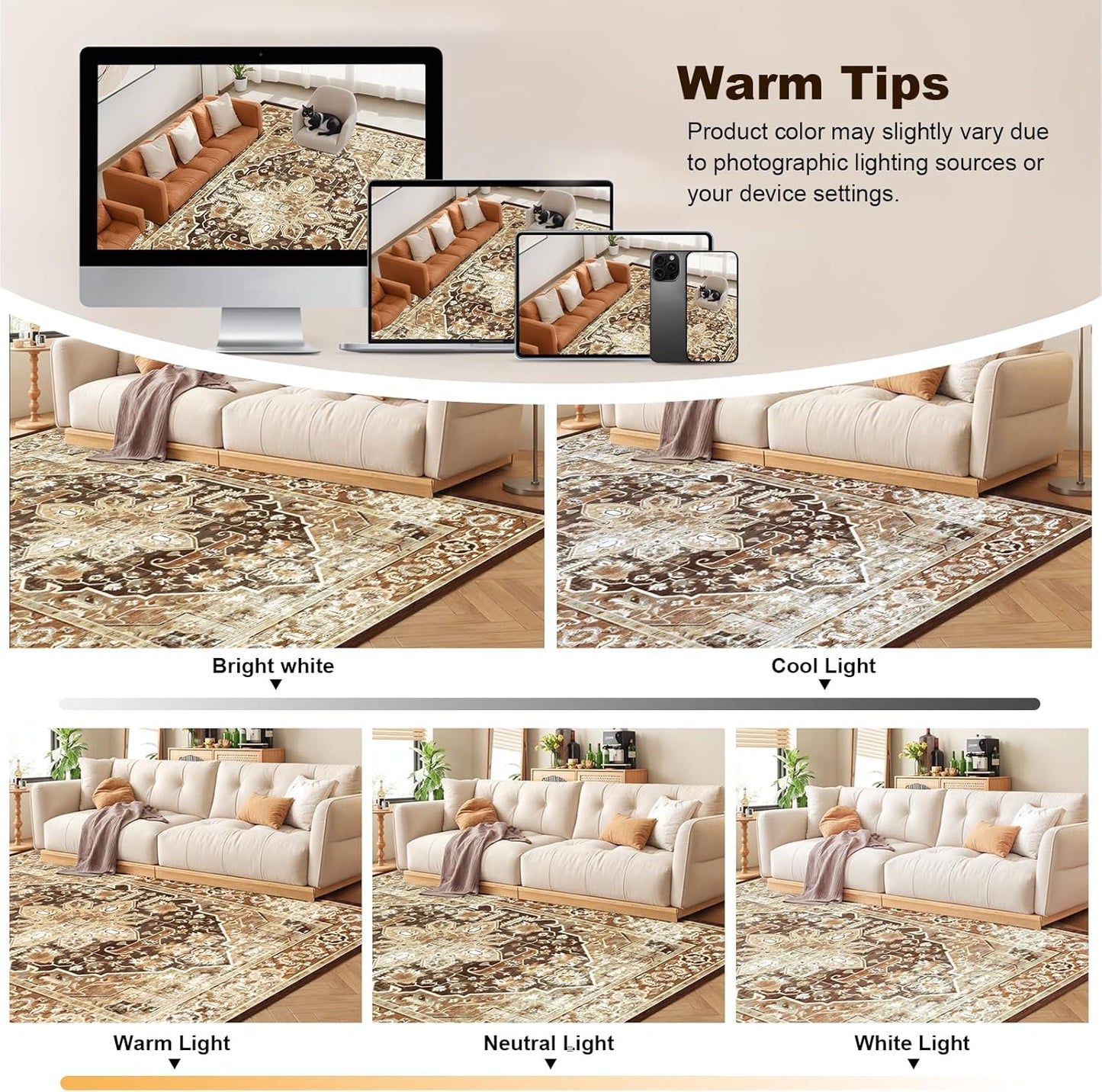 Machine Washable Low - Profile Area Rug with Non - Slip Backing – 6×9 & 8×10 - with 6 × 9 ft Area Rugs - B0DCVGG89L | Sold by Uncle Wiener's Wholesale