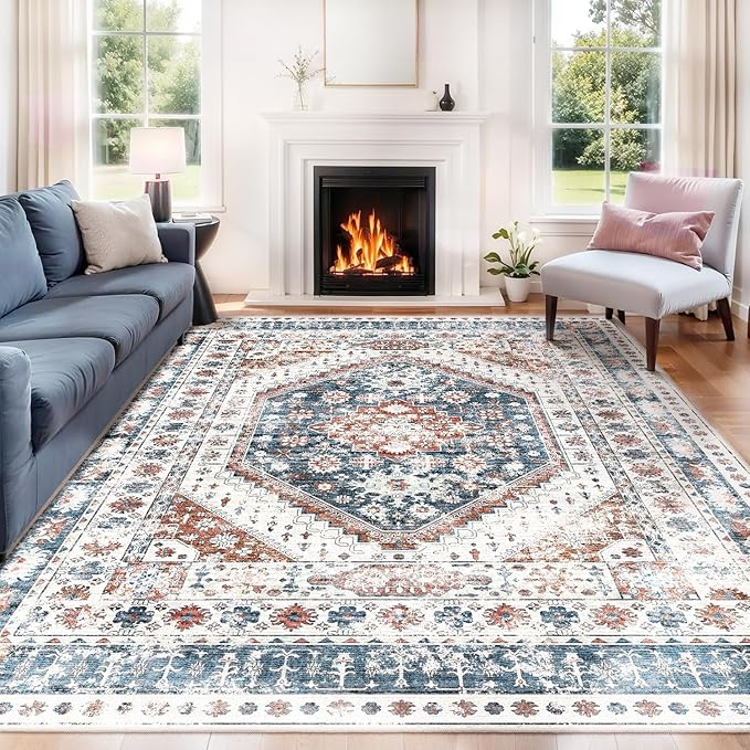 Machine Washable Low - Profile Area Rug with Non - Slip Backing – 6×9 & 8×10 - with 6 × 9 ft Area Rugs - B0DMFCK73M | Sold by Uncle Wiener's Wholesale