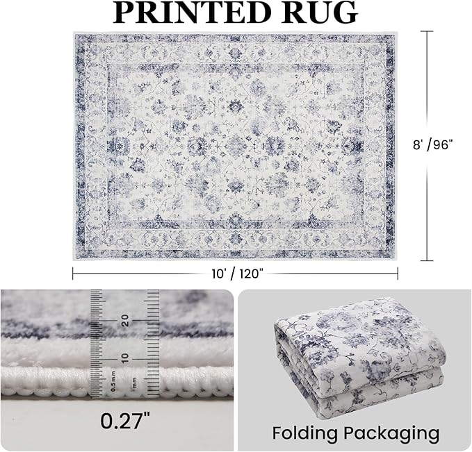 Machine Washable Low - Profile Area Rug with Non - Slip Backing – 6×9 & 8×10 - with 8 × 10 ft Area Rugs - B0DCVRKVD5 | Sold by Uncle Wiener's Wholesale