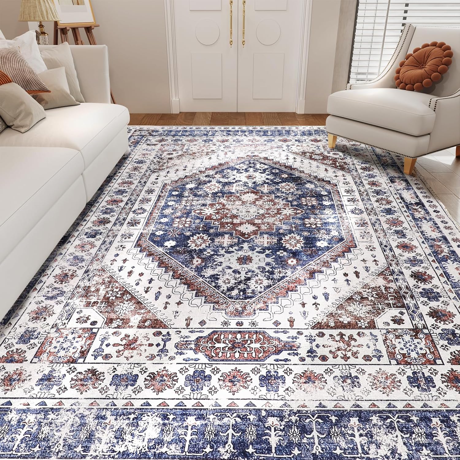 Machine Washable Low - Profile Area Rug with Non - Slip Backing – 6×9 & 8×10 - with 6 × 9 ft Area Rugs - B0DMFCK73M | Sold by Uncle Wiener's Wholesale