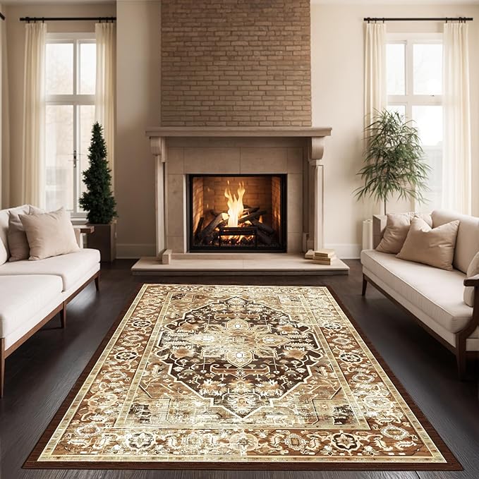 Machine Washable Low - Profile Area Rug with Non - Slip Backing – 6×9 & 8×10 - with 6 × 9 ft Area Rugs - B0DCVGG89L | Sold by Uncle Wiener's Wholesale
