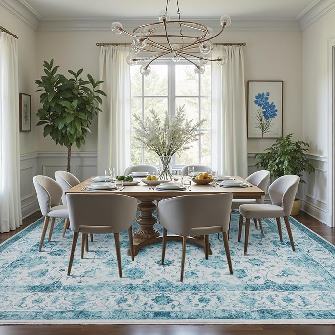 Machine Washable Low - Profile Area Rug with Non - Slip Backing – 6×9 & 8×10 - with 8 × 10 ft Area Rugs - B0DF7T1WTZ | Sold by Uncle Wiener's Wholesale