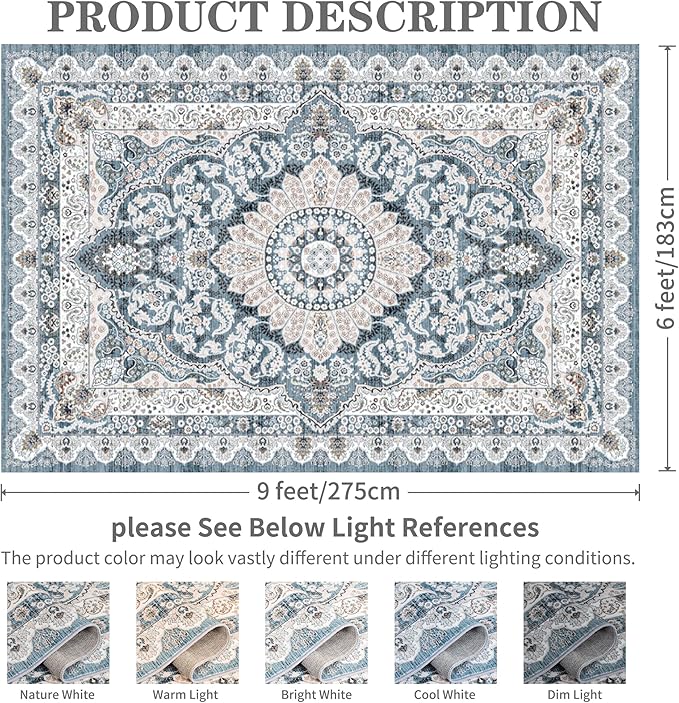 Machine Washable Low - Profile Area Rug with Non - Slip Backing – 6×9 & 8×10 - with 6 × 9 ft Area Rugs - B0DCP2KD58 | Sold by Uncle Wiener's Wholesale