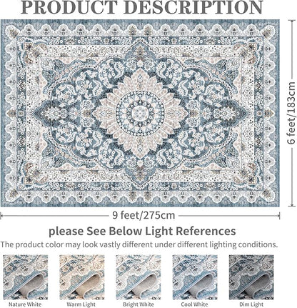 Machine Washable Low - Profile Area Rug with Non - Slip Backing – 6×9 & 8×10 - with 6 × 9 ft Area Rugs - B0DCP2KD58 | Sold by Uncle Wiener's Wholesale