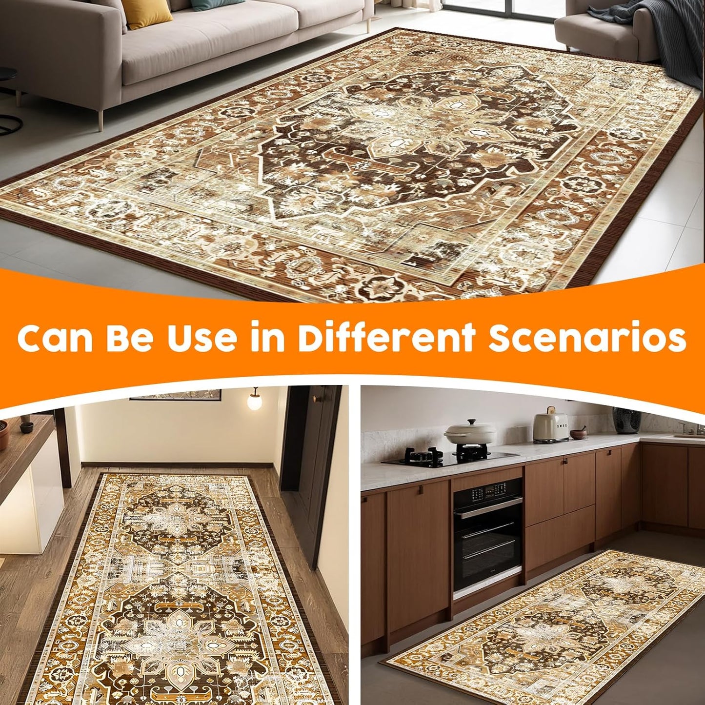 Machine Washable Low - Profile Area Rug with Non - Slip Backing – 6×9 & 8×10 - with 6 × 9 ft Area Rugs - B0DCVGG89L | Sold by Uncle Wiener's Wholesale
