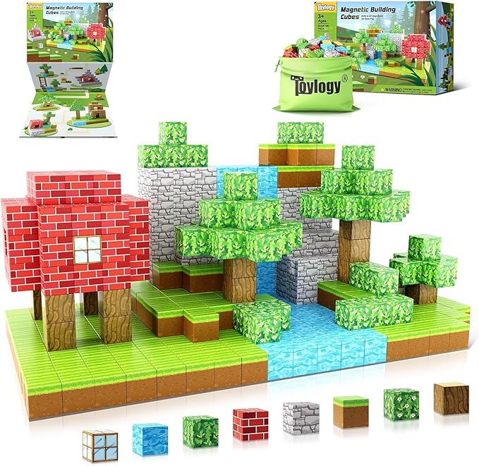 Magnetic Building Blocks Set STEM Toy for Kids - with Toylogy Magnetic Blocks Mine Magnet World Sword Edition Magnetic Tiles STEM Construction Toy for Kids | Sold by Uncle Wiener's Wholesale