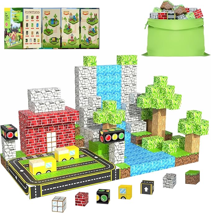 Magnetic Building Blocks Set STEM Toy for Kids - with WSHIMIN 100 PCS Magnetic Building Blocks Road World STEM Construction Toy for Kids | Sold by Uncle Wiener's Wholesale