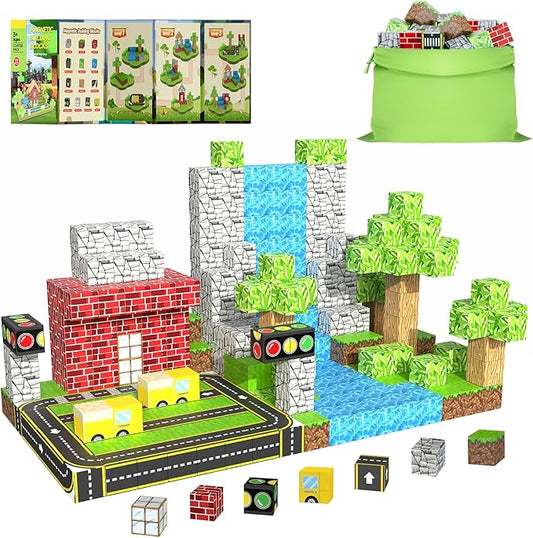 Magnetic Building Blocks Set STEM Toy for Kids - with WSHIMIN 100 PCS Magnetic Building Blocks Road World STEM Construction Toy for Kids | Sold by Uncle Wiener's Wholesale