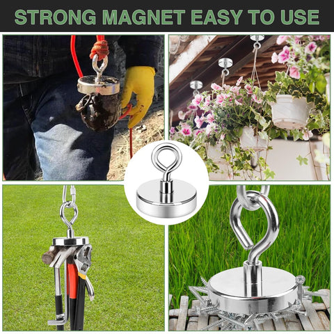 Magnetic Fishing Kit – 550 Lbs Pull Force, 66FT Rope, Gloves & Scraper S1295 - with | Sold by Uncle Wiener's Wholesale