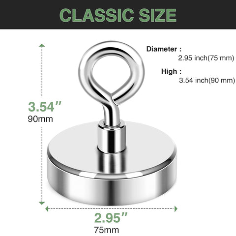 Magnetic Fishing Kit – 550 Lbs Pull Force, 66FT Rope, Gloves & Scraper S1295 - with | Sold by Uncle Wiener's Wholesale