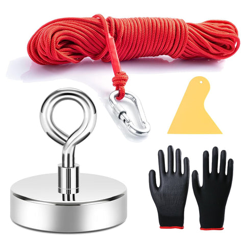 Magnetic Fishing Kit – 550 Lbs Pull Force, 66FT Rope, Gloves & Scraper S1295 - with | Sold by Uncle Wiener's Wholesale