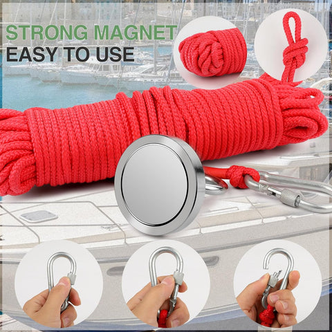 Magnetic Fishing Kit – 550 Lbs Pull Force, 66FT Rope, Gloves & Scraper S1295 - with | Sold by Uncle Wiener's Wholesale