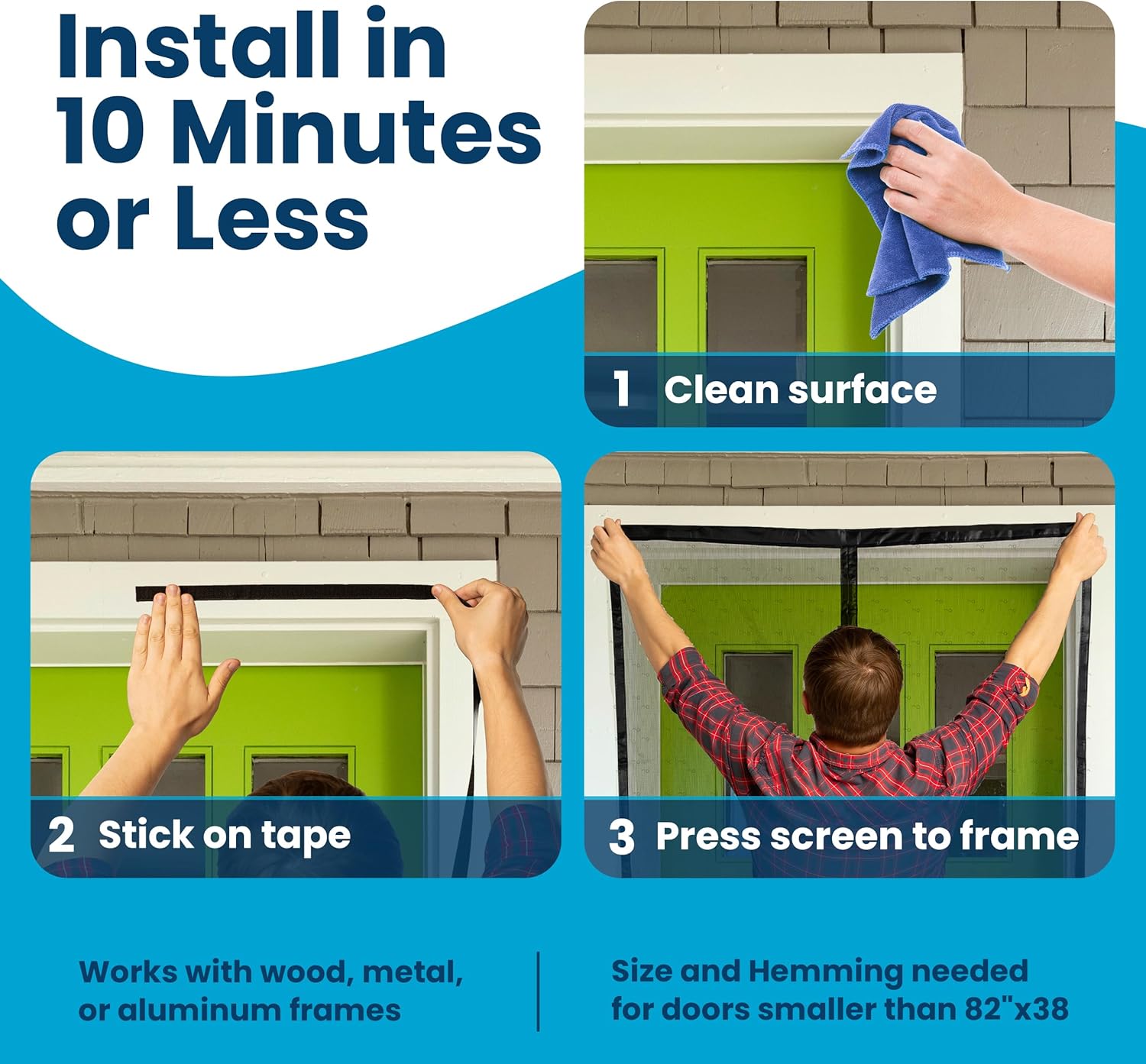 Magnetic Screen Door Summer Mesh Hands Free 38 x 83 MSDC3883 - with | Sold by Uncle Wiener's Wholesale